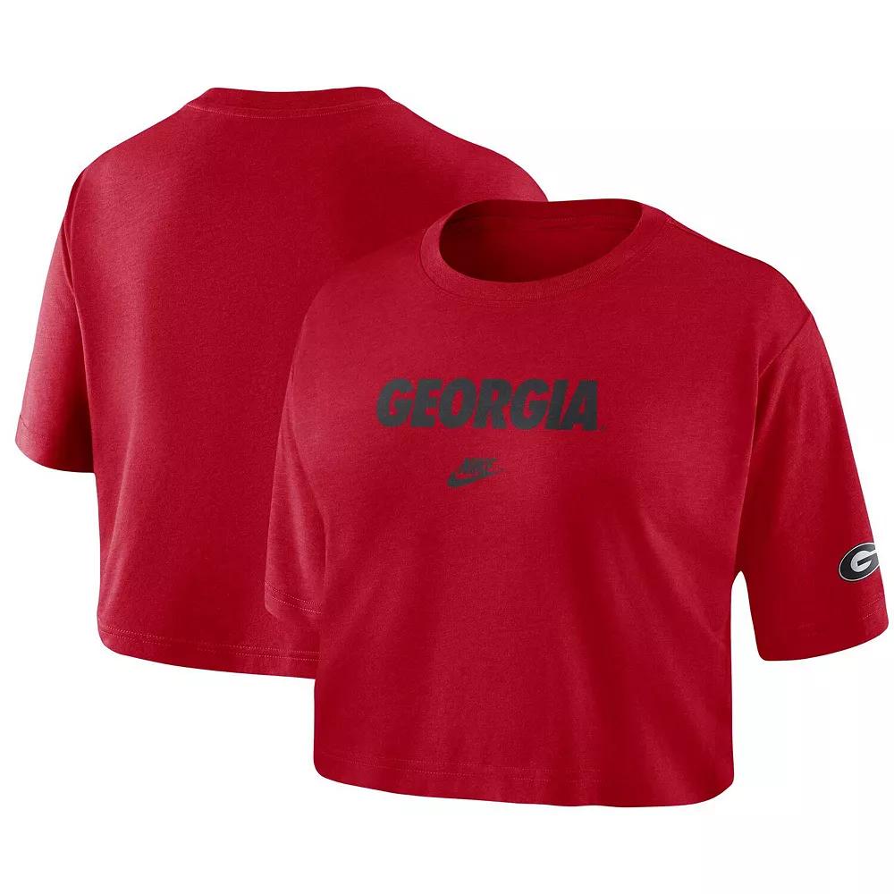 Women's Nike Red Georgia Bulldogs Wordmark Cropped T-Shirt,  Product Image