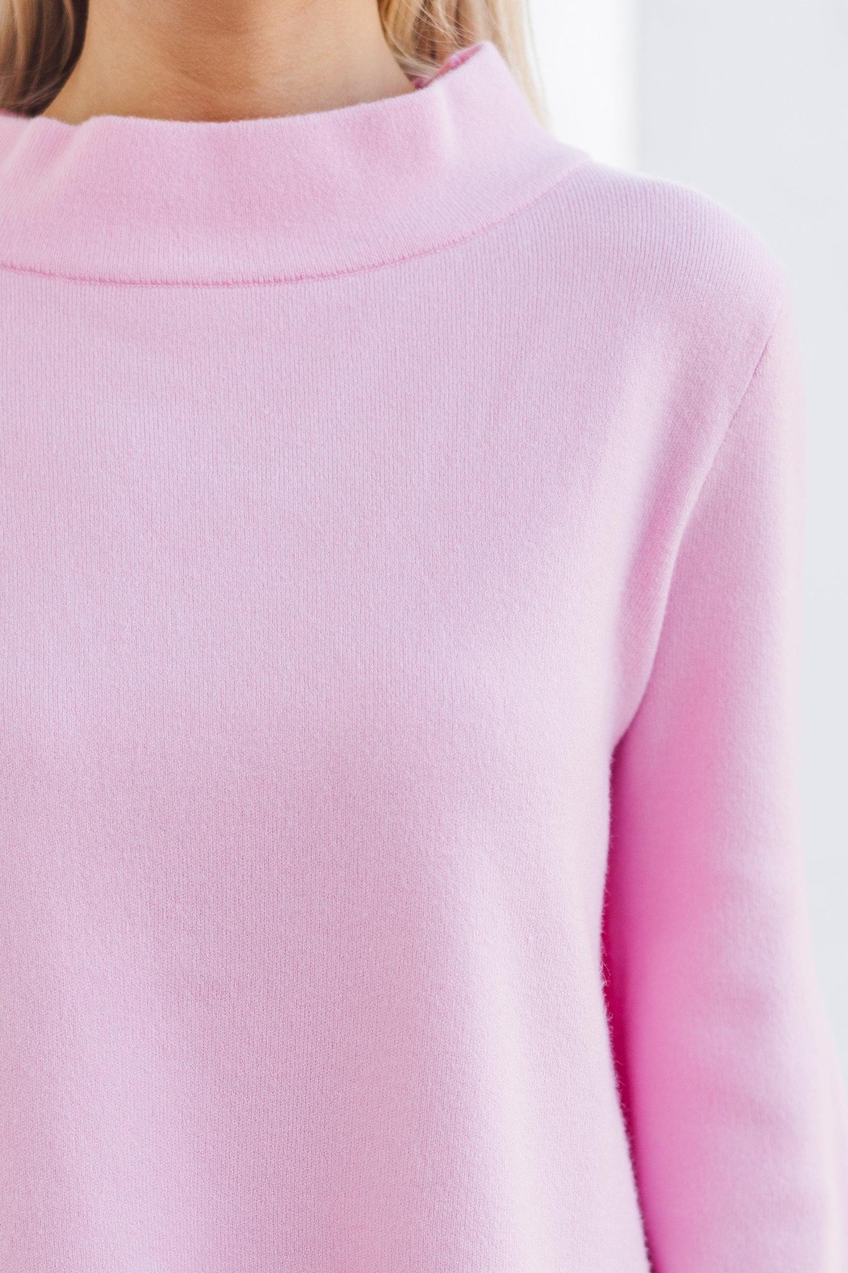 Just A Feeling Pink Mock Neck Sweater Female Product Image