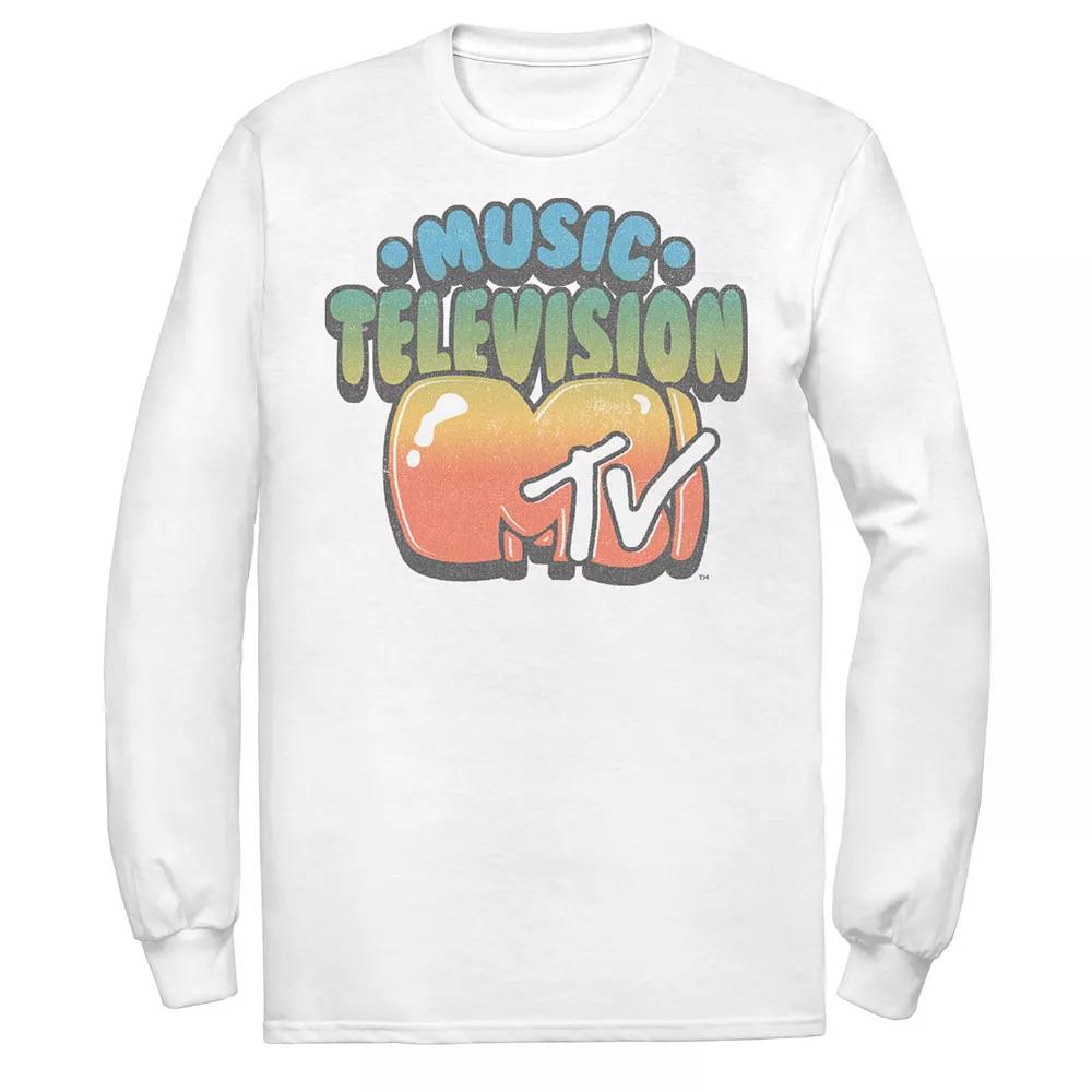 Men's MTV Logo Bubble Balloon Font Style Tee, Size: Large, White Product Image