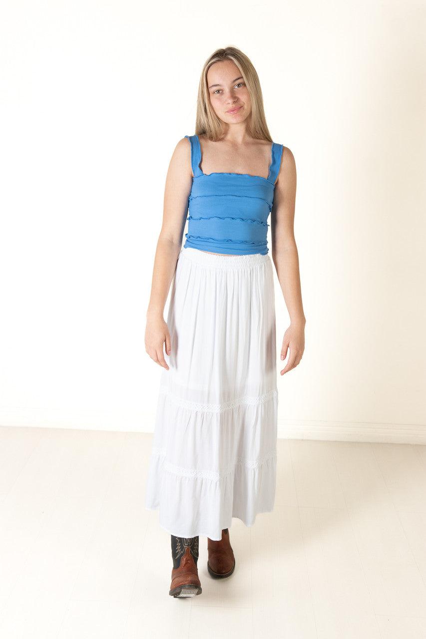 White Crochet Detail Maxi Skirt Product Image