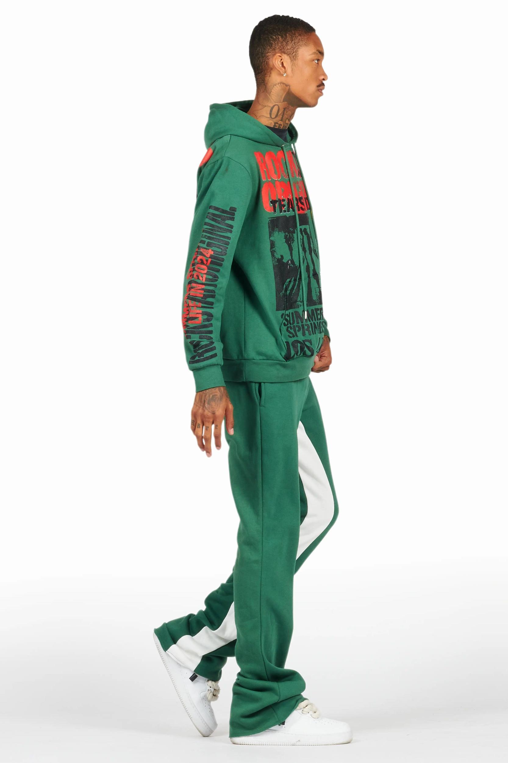 Omer Green Hoodie/Baggy Track Pant Set Male Product Image