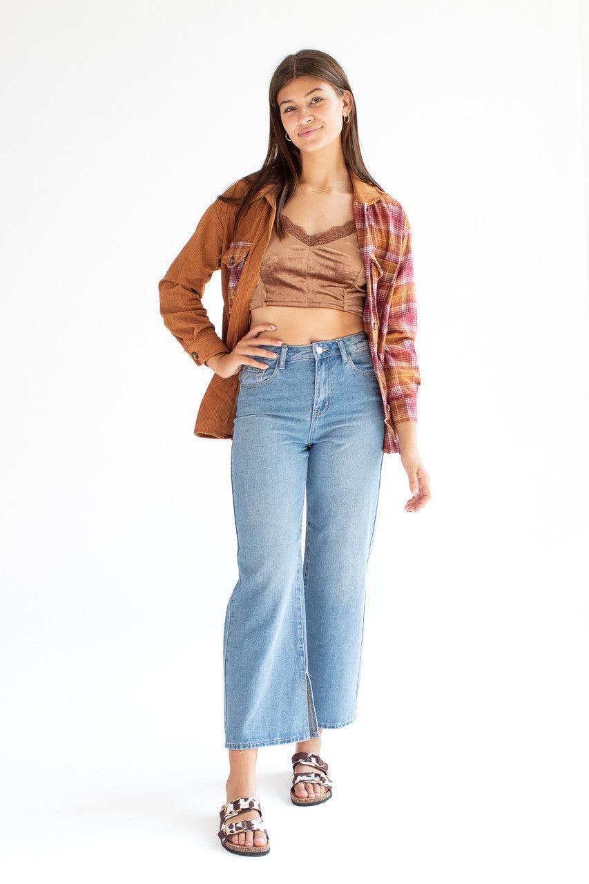 Brown Velvet Lace Trim Cami Product Image