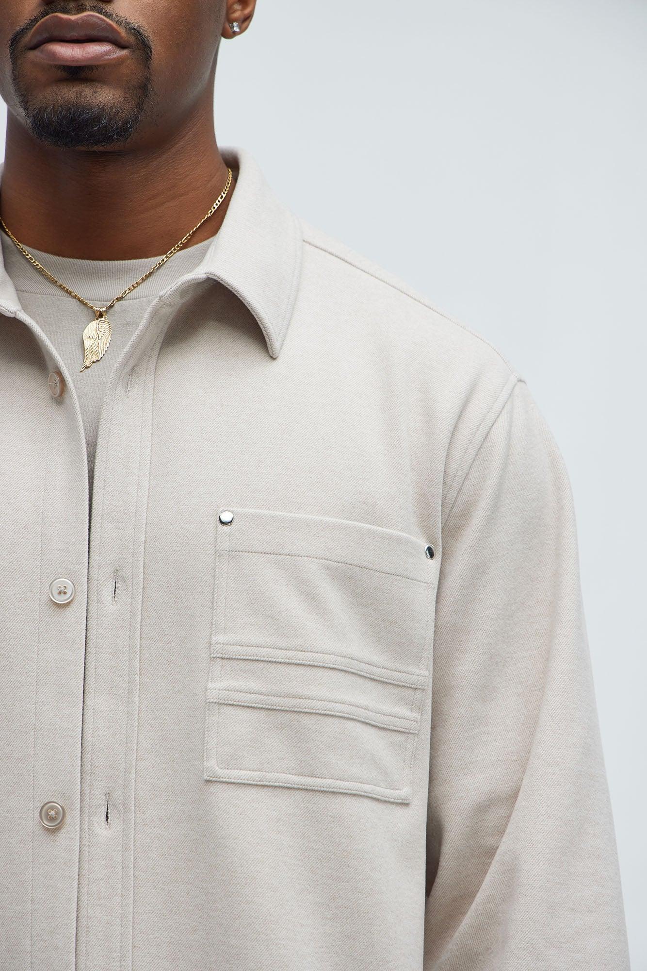 Fargo Wool Like Button Up Shirt - Tan Product Image
