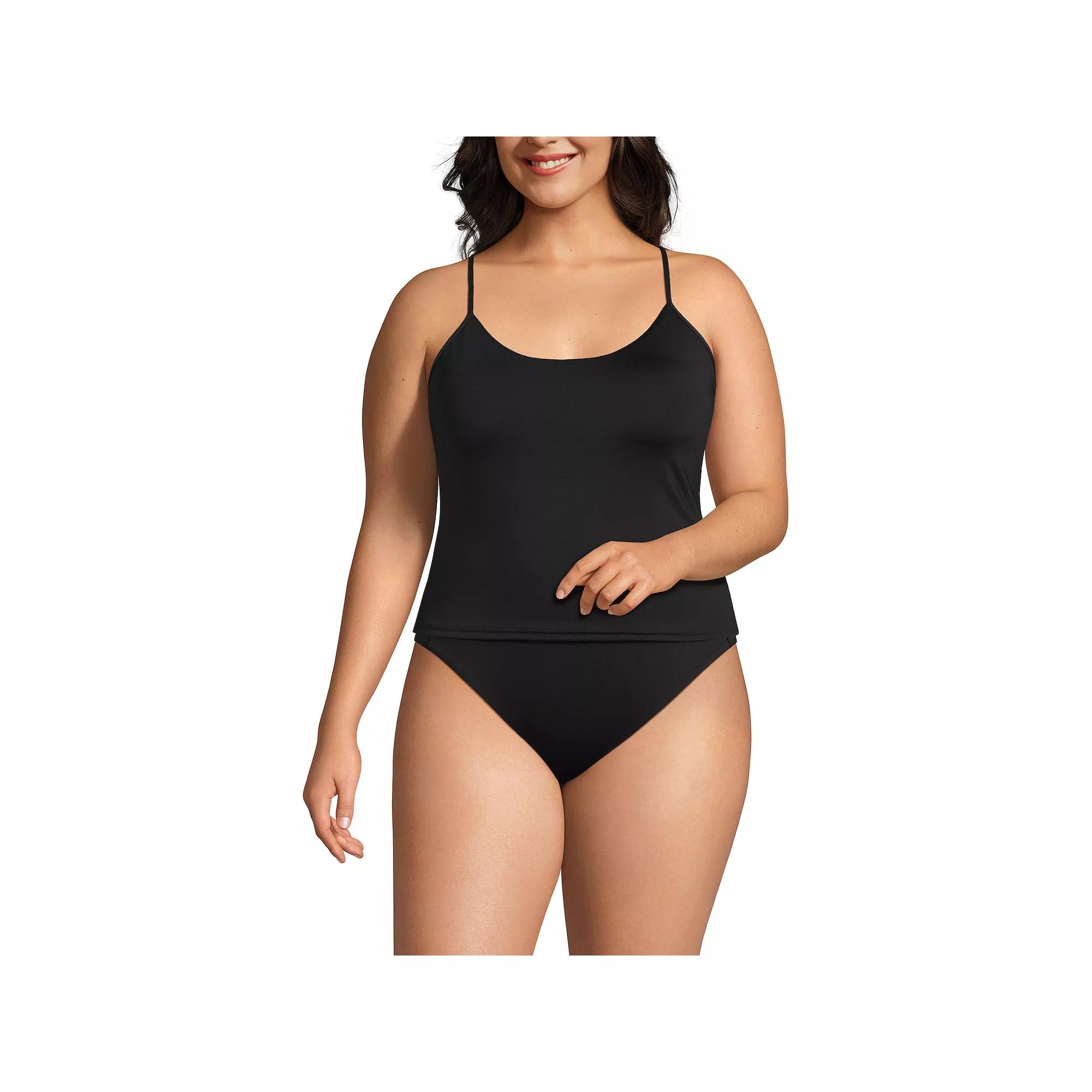 Plus Size Lands' End Adjustable Strappy Back Tankini Top, Women's, Size: 22 W, Black Product Image