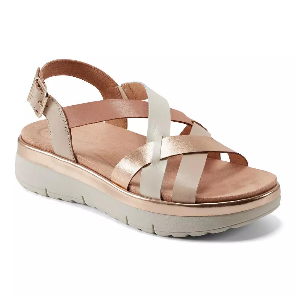 Easy Spirit Indie Women's Leather Strappy Wedge Sandals, Size: 9 Wide, Ivory Team Leather Product Image