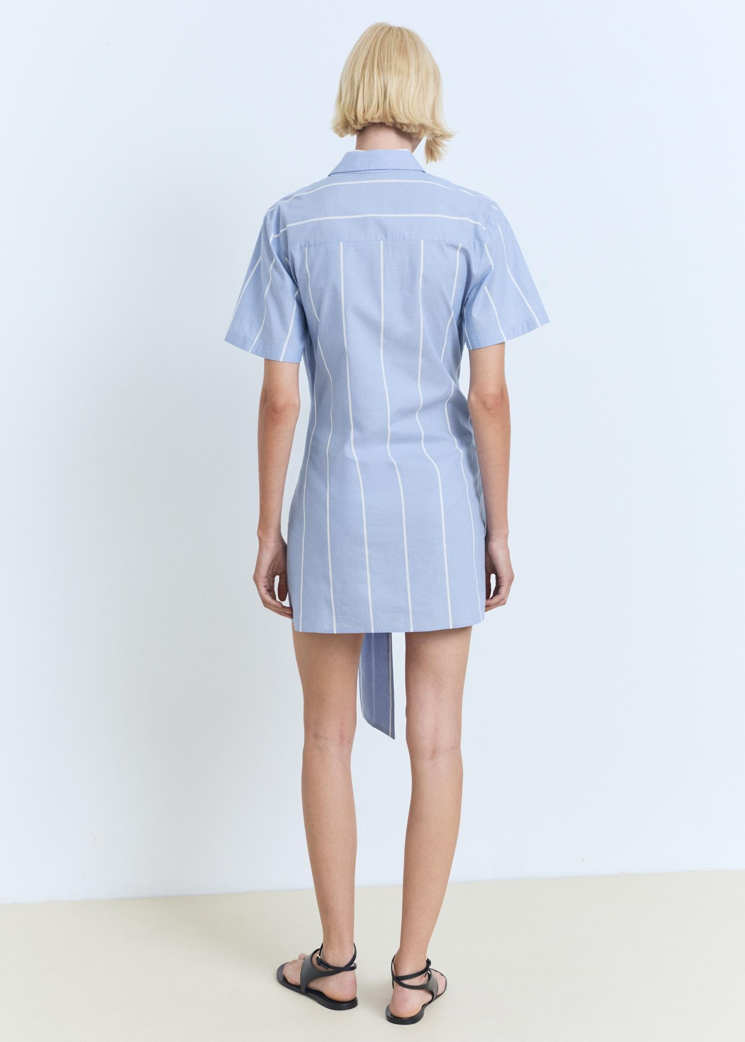Striped shirt dress with knot - Women | MANGO USA Product Image