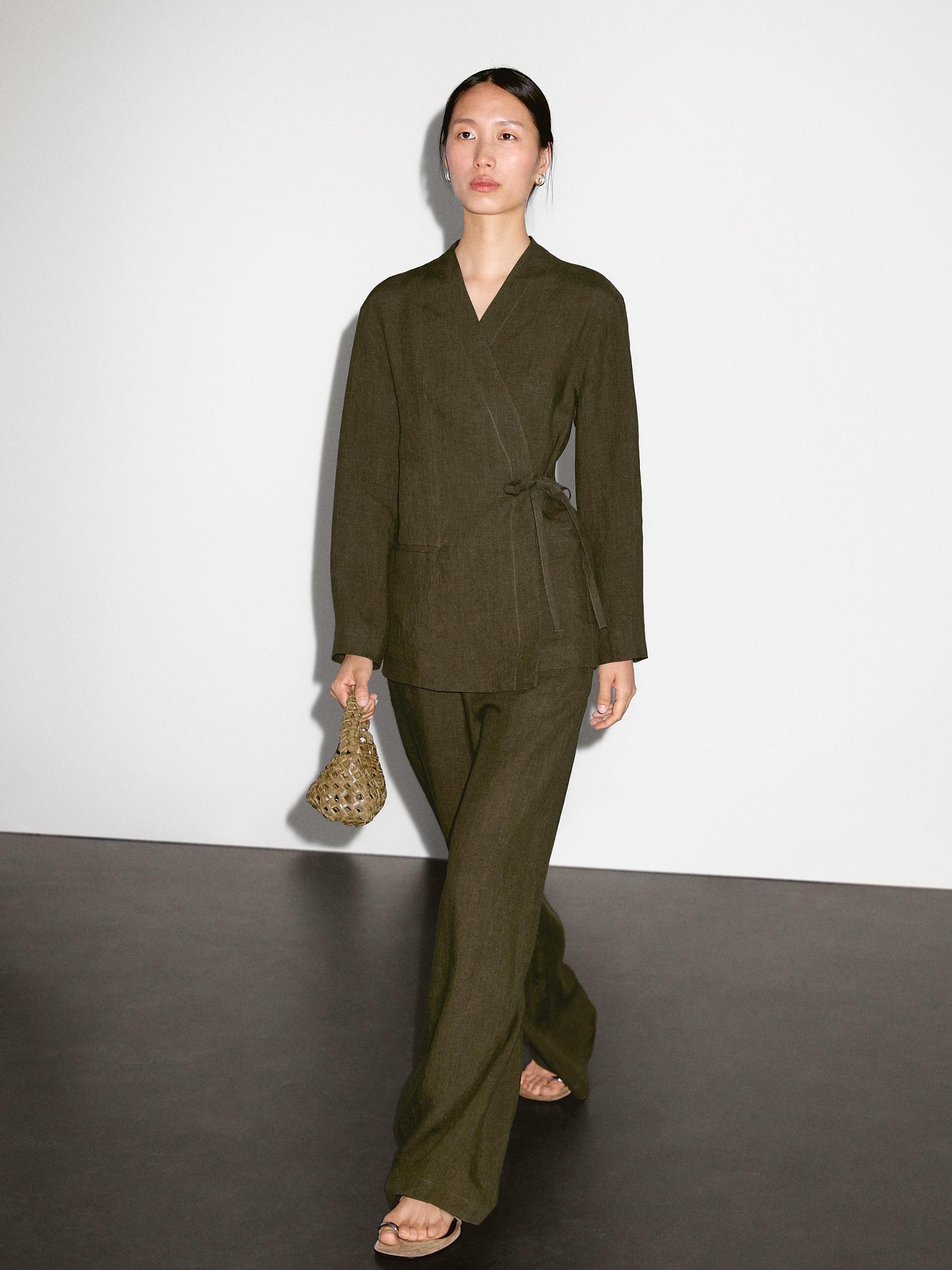 100% linen straight-leg trousers Product Image