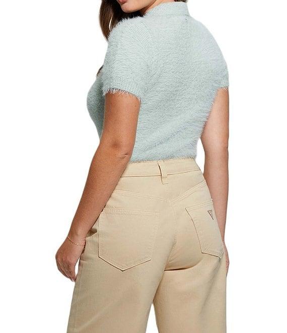 Guess Coraline Polo Short Sleeve Eyelash Sweater Product Image