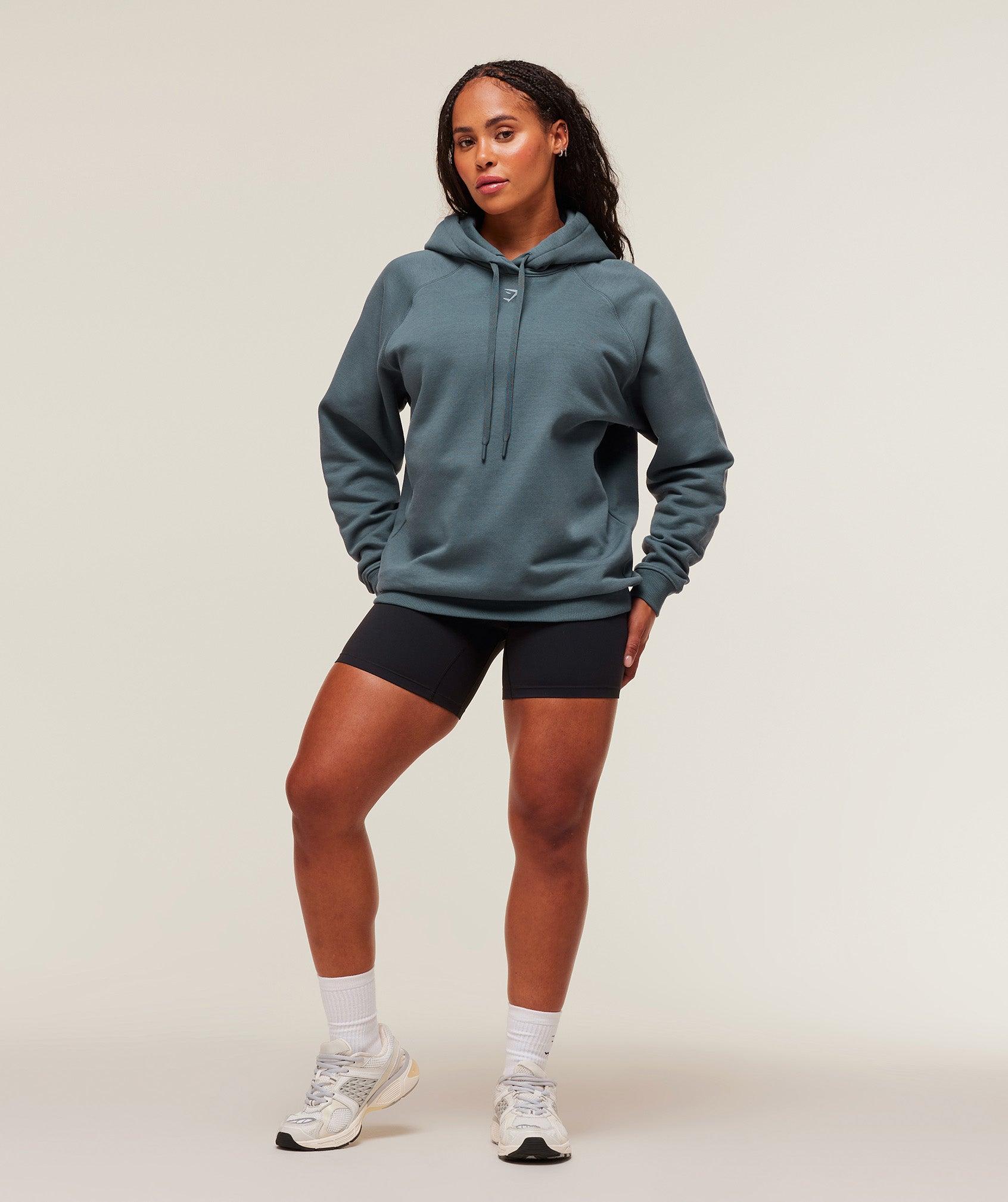Gymshark Gritty Muscle Mommy Graphic Hoodie - Titanium Blue Female Product Image