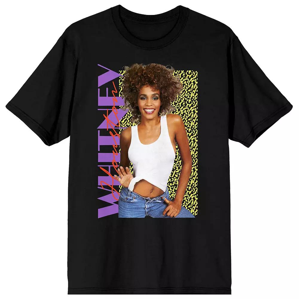 Men's Whitney Houston 90s Script Tee, Size: Large, Black Product Image