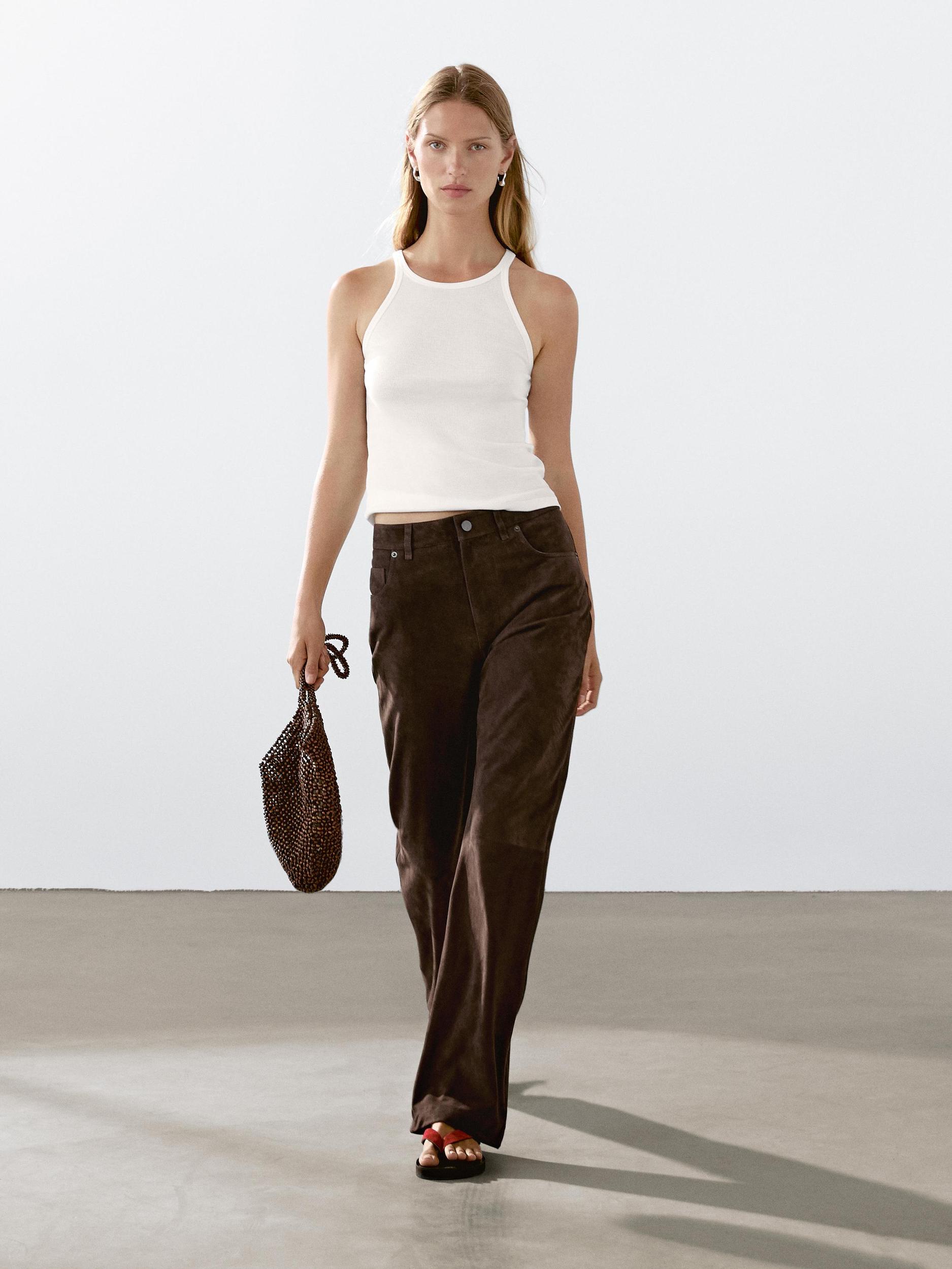 Suede leather trousers Product Image