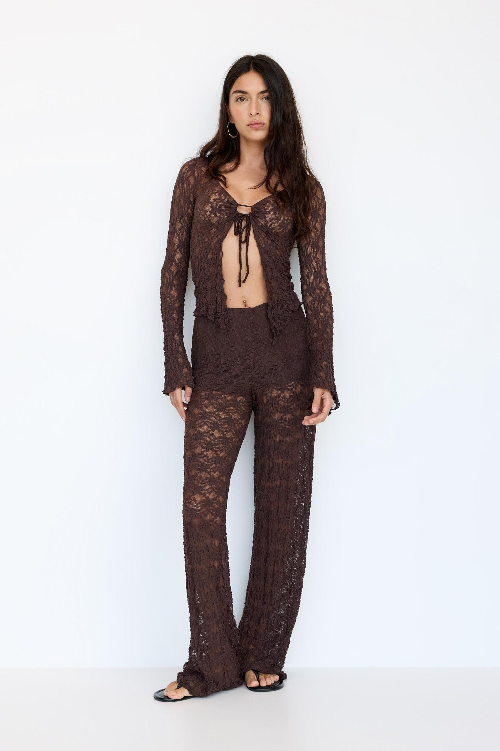 Lace blouse with bow Product Image