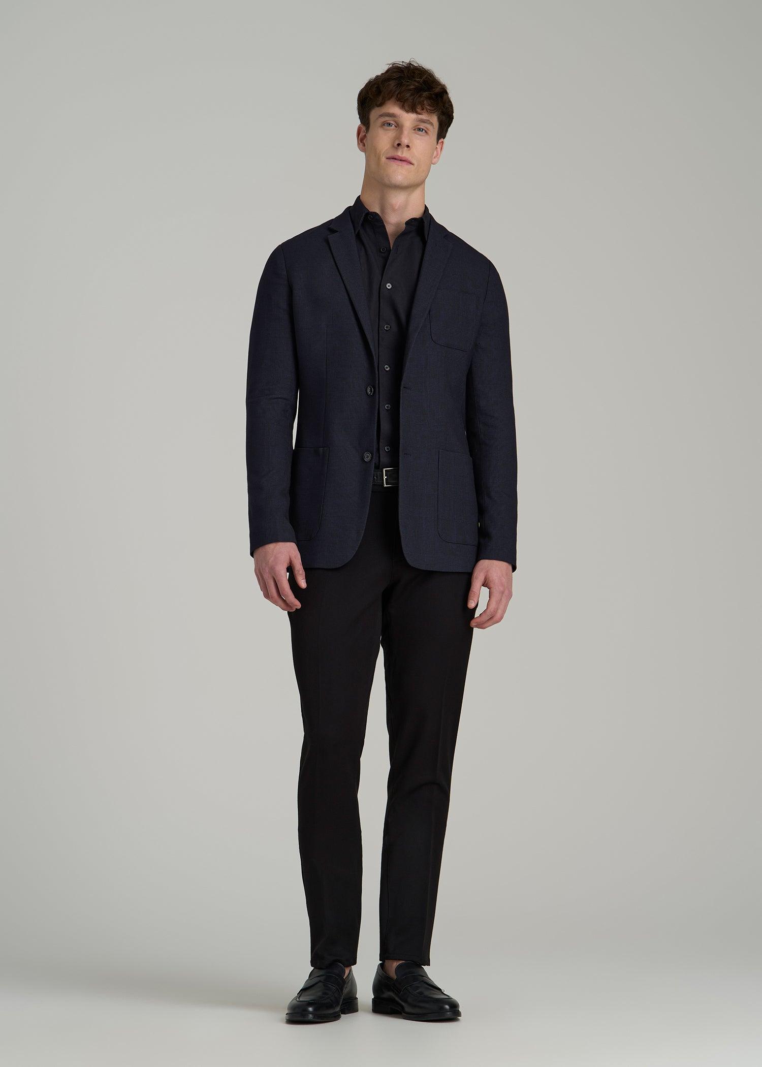 Core Blazer for Tall Men in Black and Blue Plaid Male Product Image