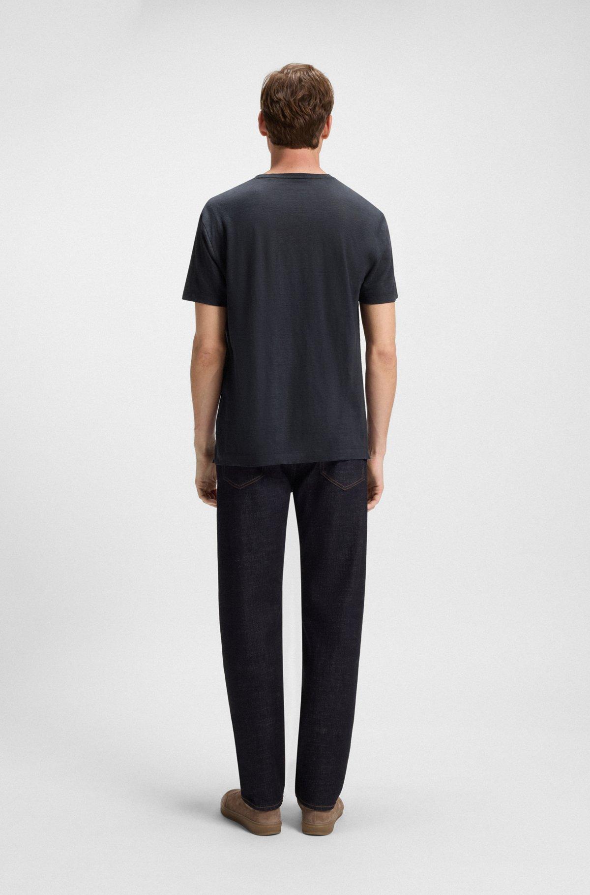 BOSS - BECKHAM x BOSS T-shirt in soft linen - Dark Blue Product Image