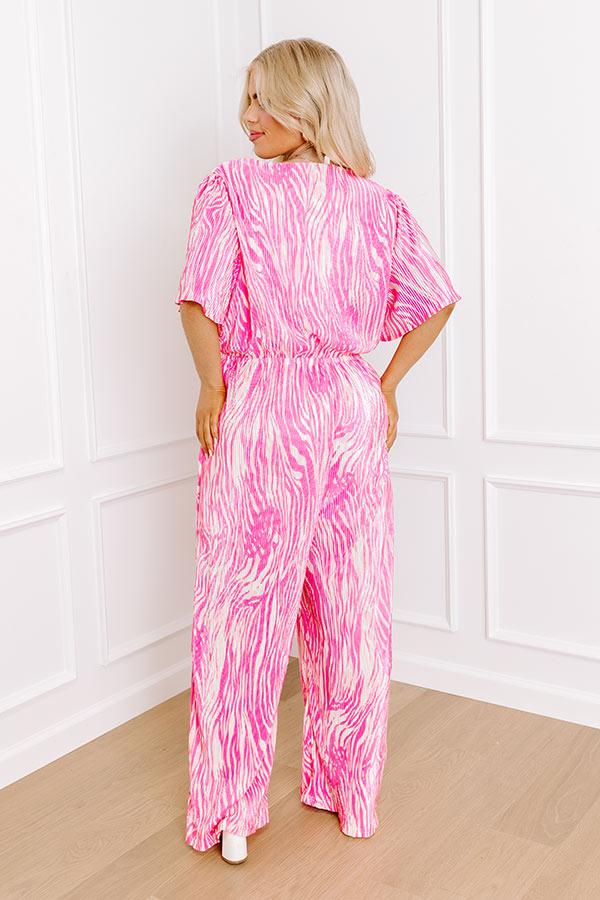 Peak Party Vibes Pleated Jumpsuit In Pink Curves Product Image