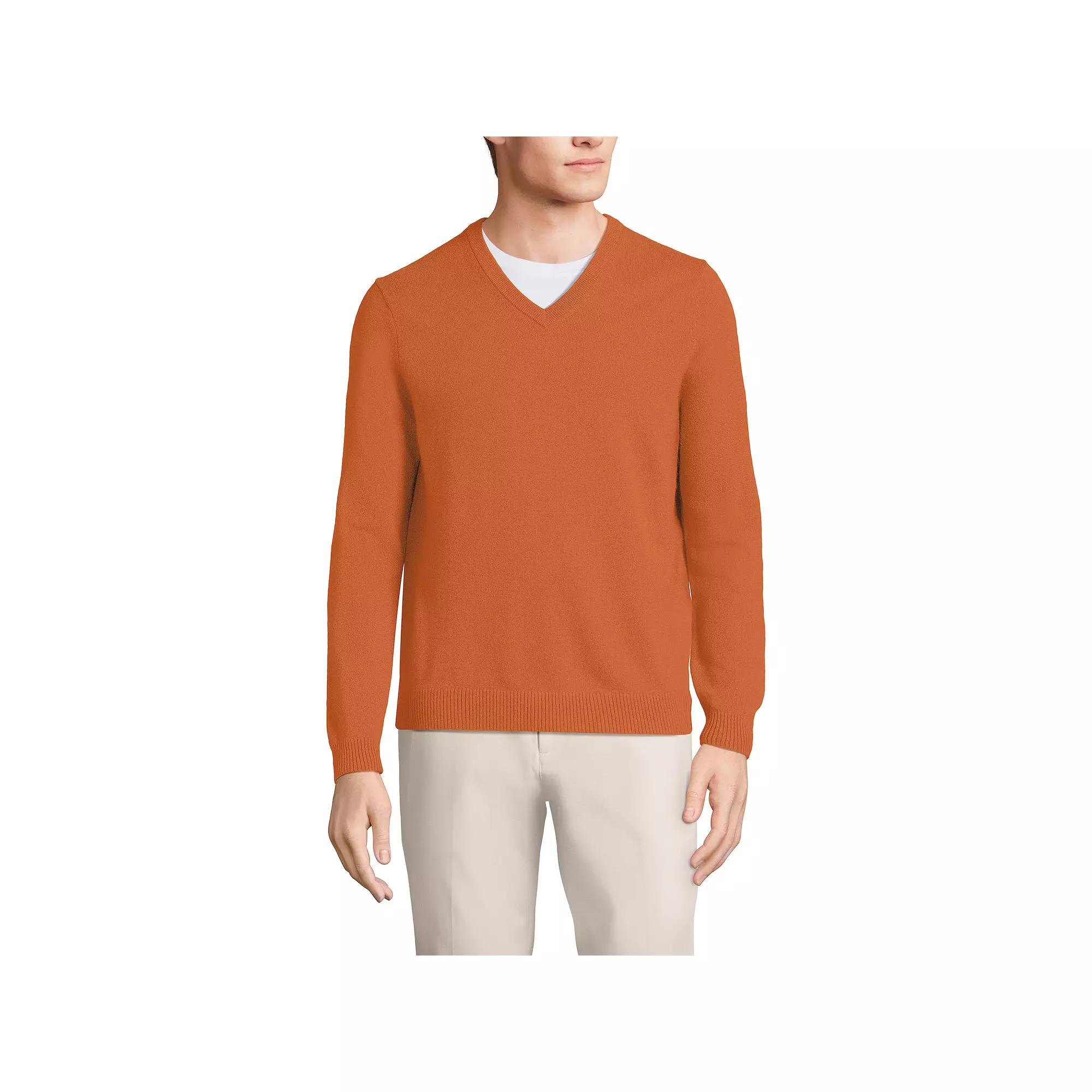 Men's Lands' End Fine-Gauge Cashmere V-neck Sweater,  Product Image