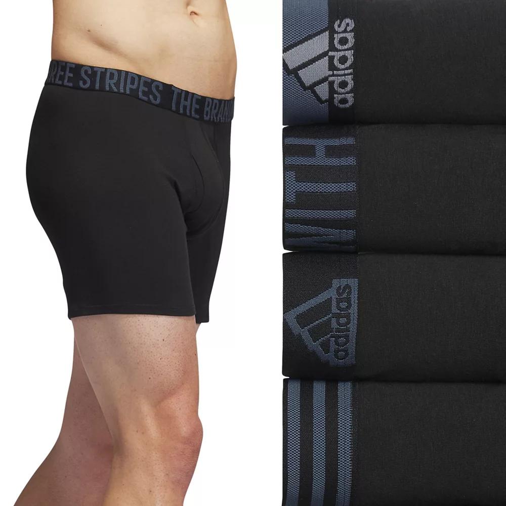 Men's adidas 4-Pack Stretch Cotton Boxer Briefs, Size: XXL, Black Grey Product Image