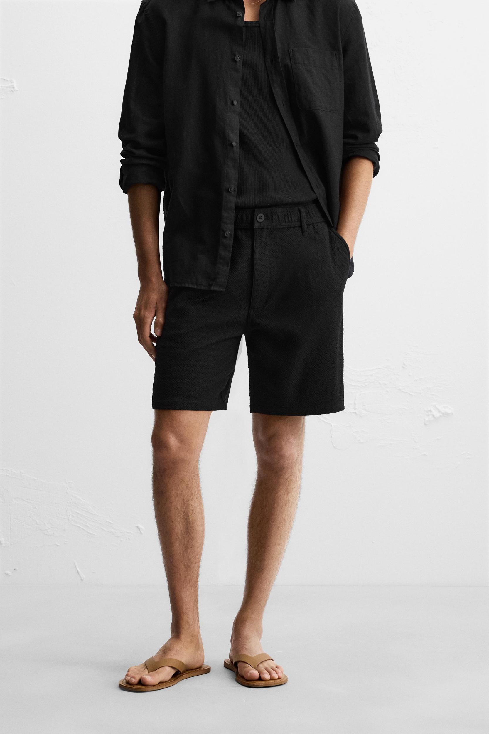 TEXTURED REGULAR FIT SHORTS Product Image