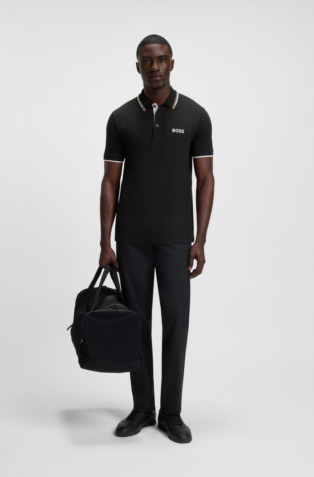 BOSS - Polo shirt with contrast logos - Black Product Image