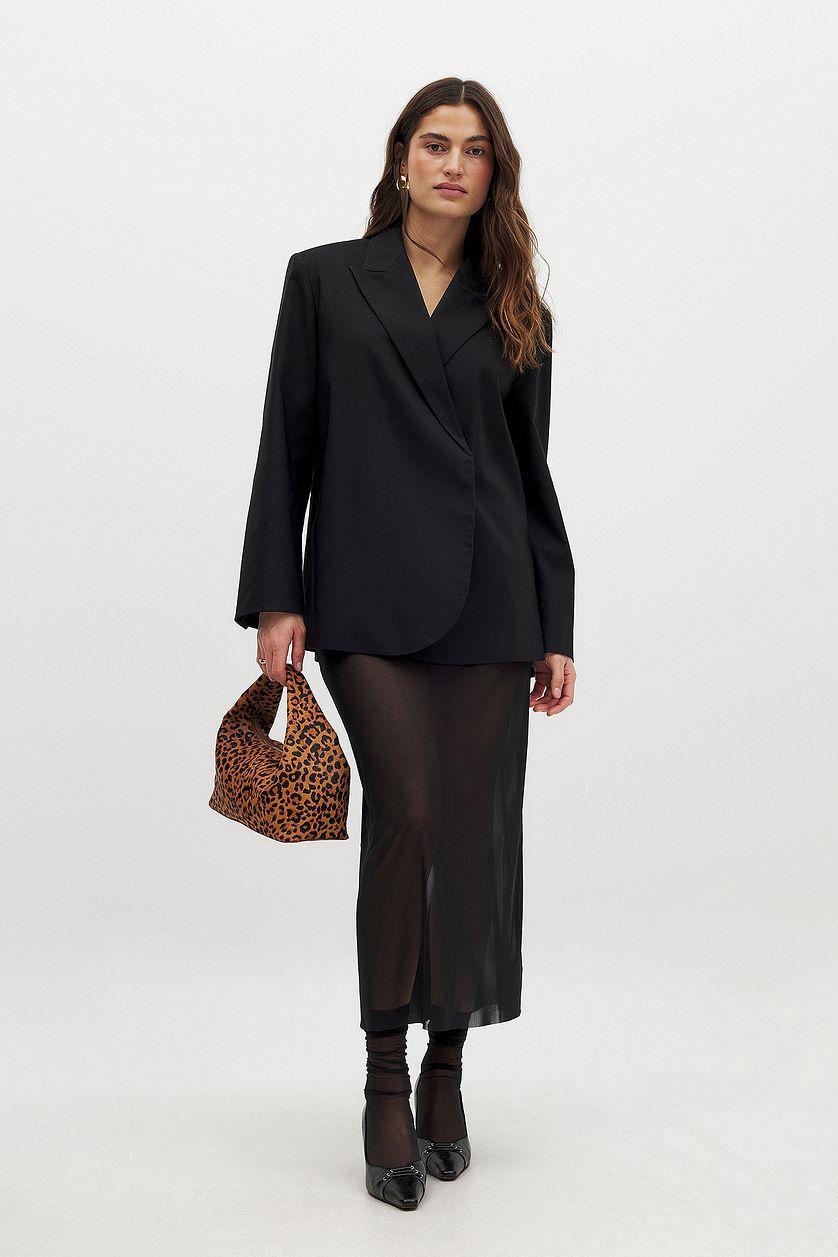 Oversized Overlap Blazer Black Product Image
