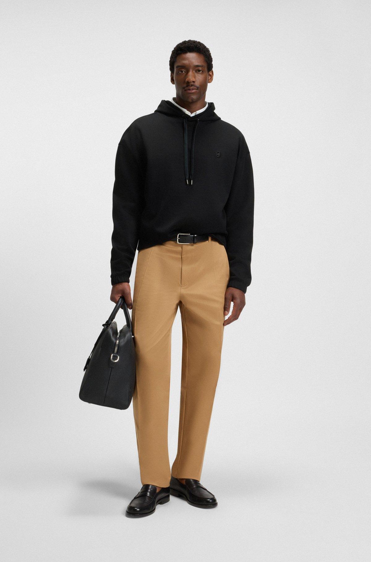 BOSS - Relaxed-fit hoodie in mercerised cotton - Black Product Image