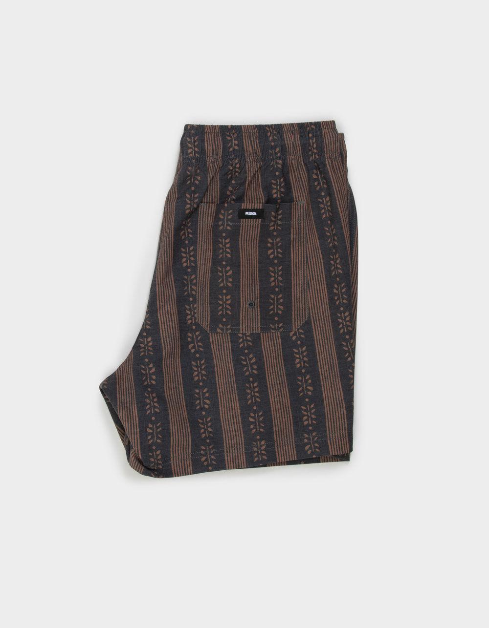 RSQ Mens Stripe Swim Shorts - BLACK/BROWN Product Image