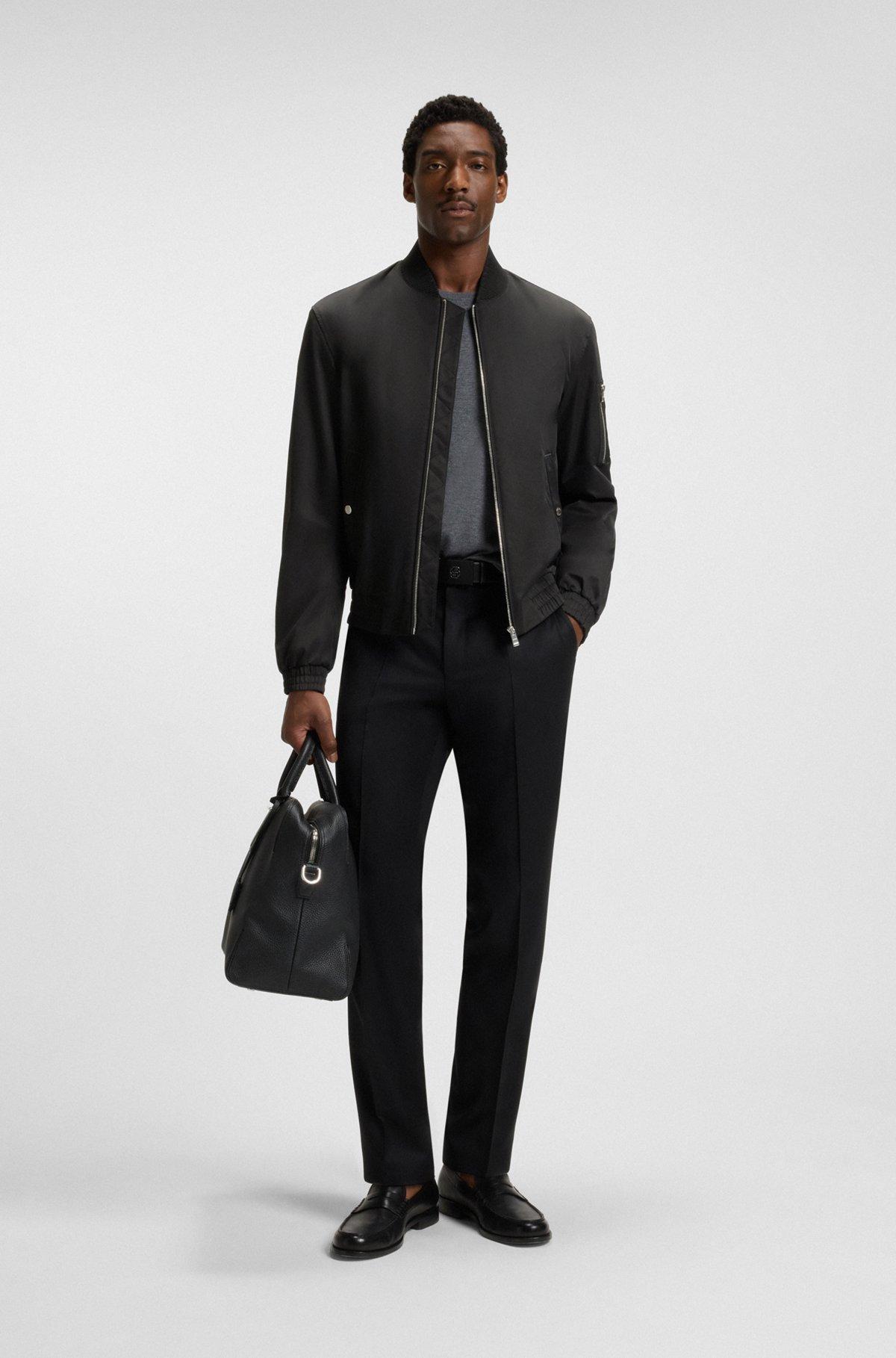 BOSS - Water-repellent jacket with Double B monogram trim  - Black Product Image