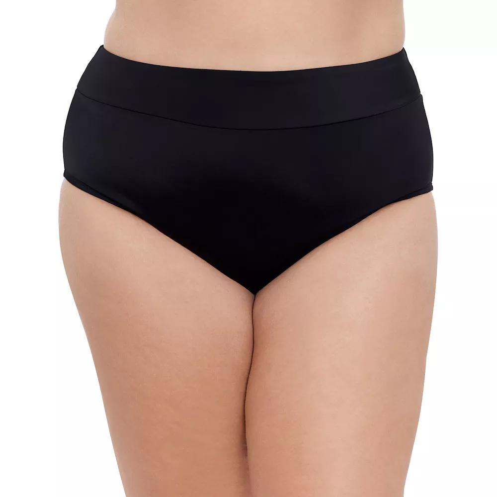 Plus Size Bal Harbour Tummy Control Swim Brief Bottoms, Women's, Size: 3XL, Black Product Image