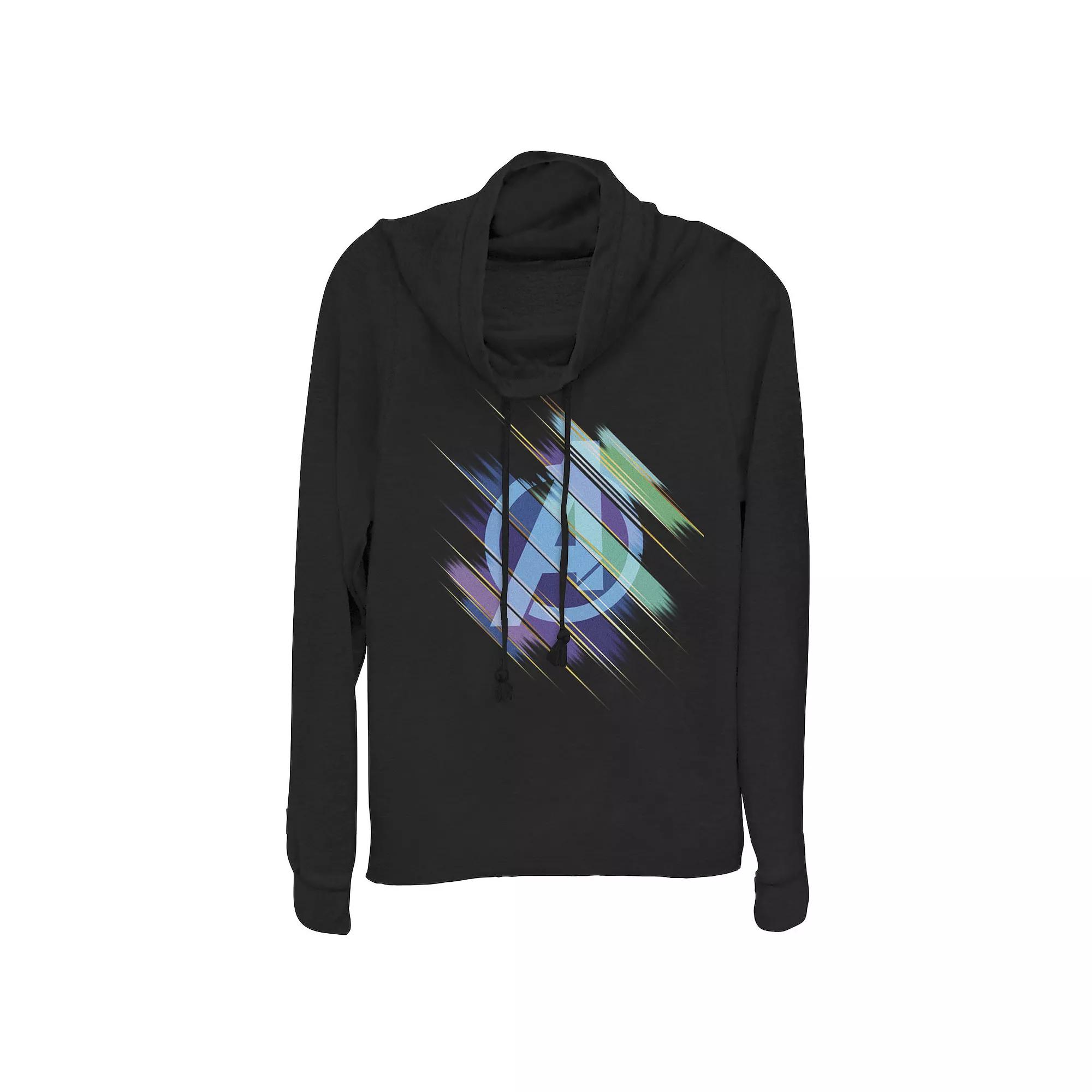 Juniors' Marvel Avengers: Endgame Logo Swiped Colors Cowlneck Graphic Lightweight Long Sleeve, Girl's,  Product Image