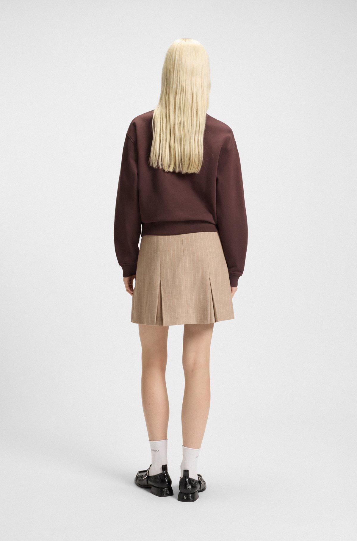 HUGO - Relaxed-fit cotton-terry sweatshirt with stacked-logo embroidery - Dark Brown Product Image