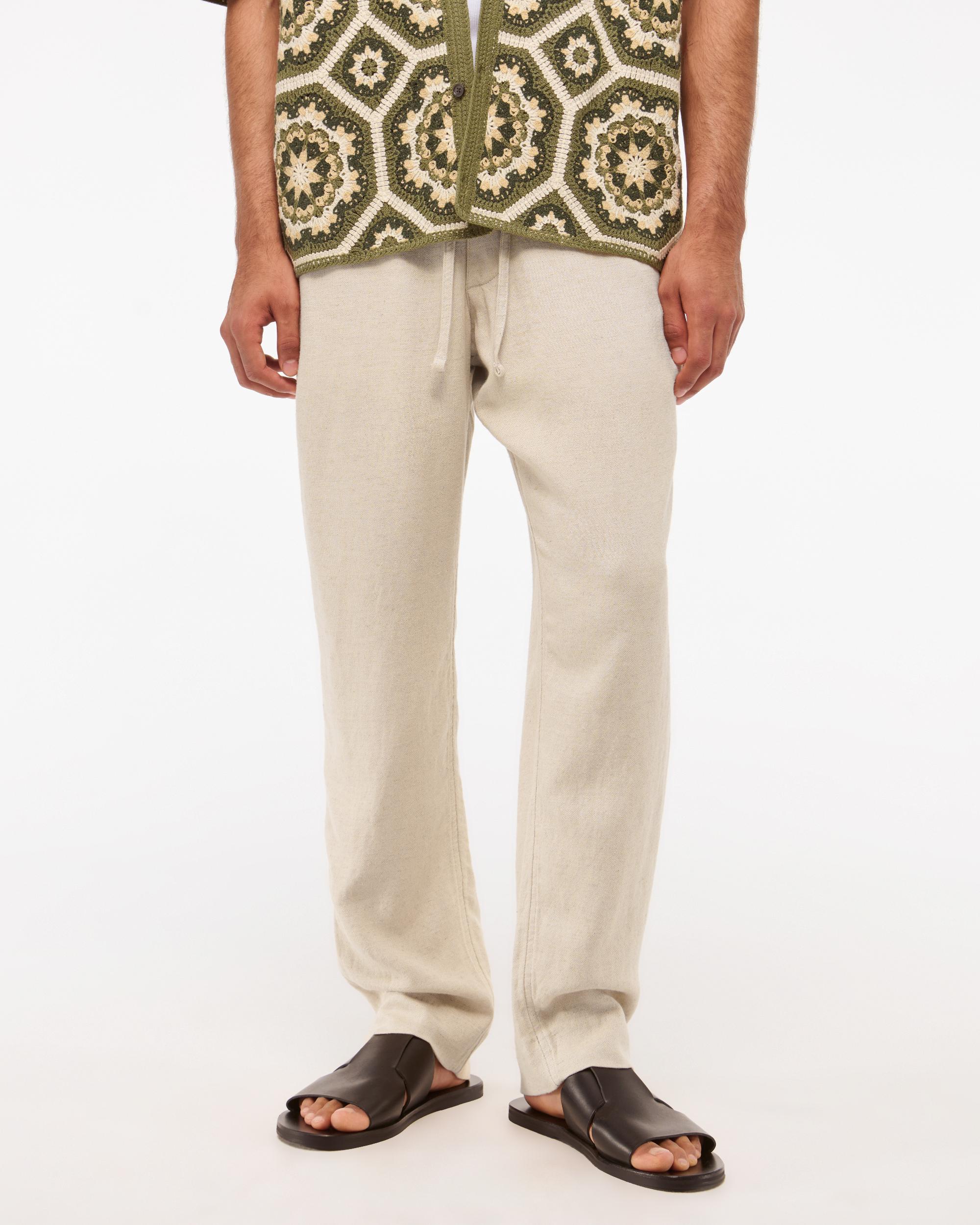 Loose Tailored Linen-Blend Pull-On Pant Product Image