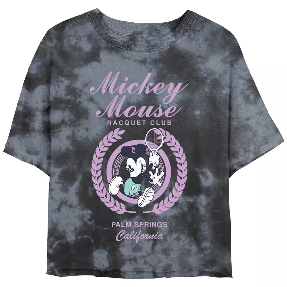 Disney's Mickey Mouse Racquet Club Bombard Wash Juniors' Cropped Graphic Tee, Women's, Size: Large, Black Grey Product Image