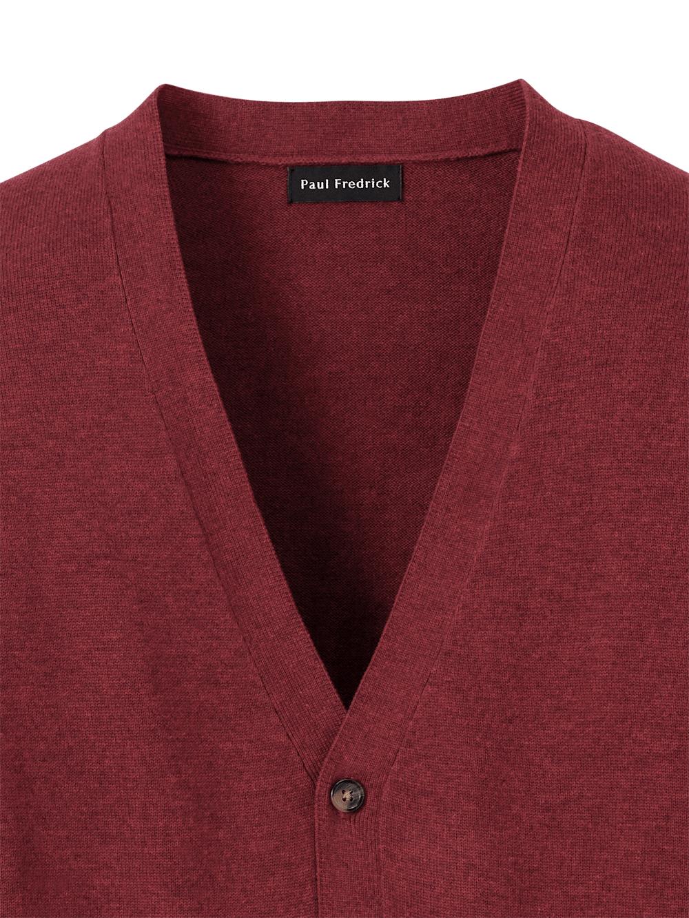 Supima Cotton Button Front Cardigan - Burgundy Product Image