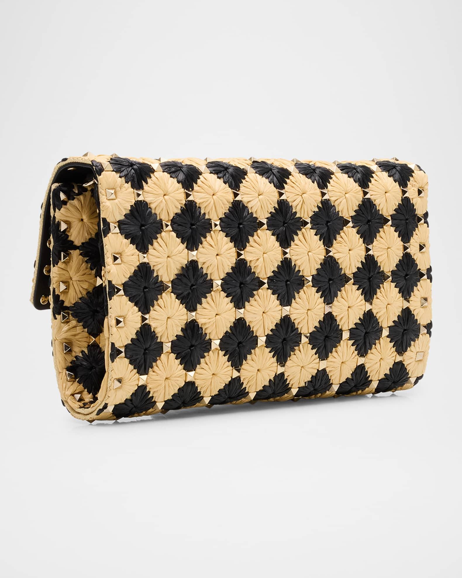 Rockstud Embroidered Raffia Shoulder Bag Product Image