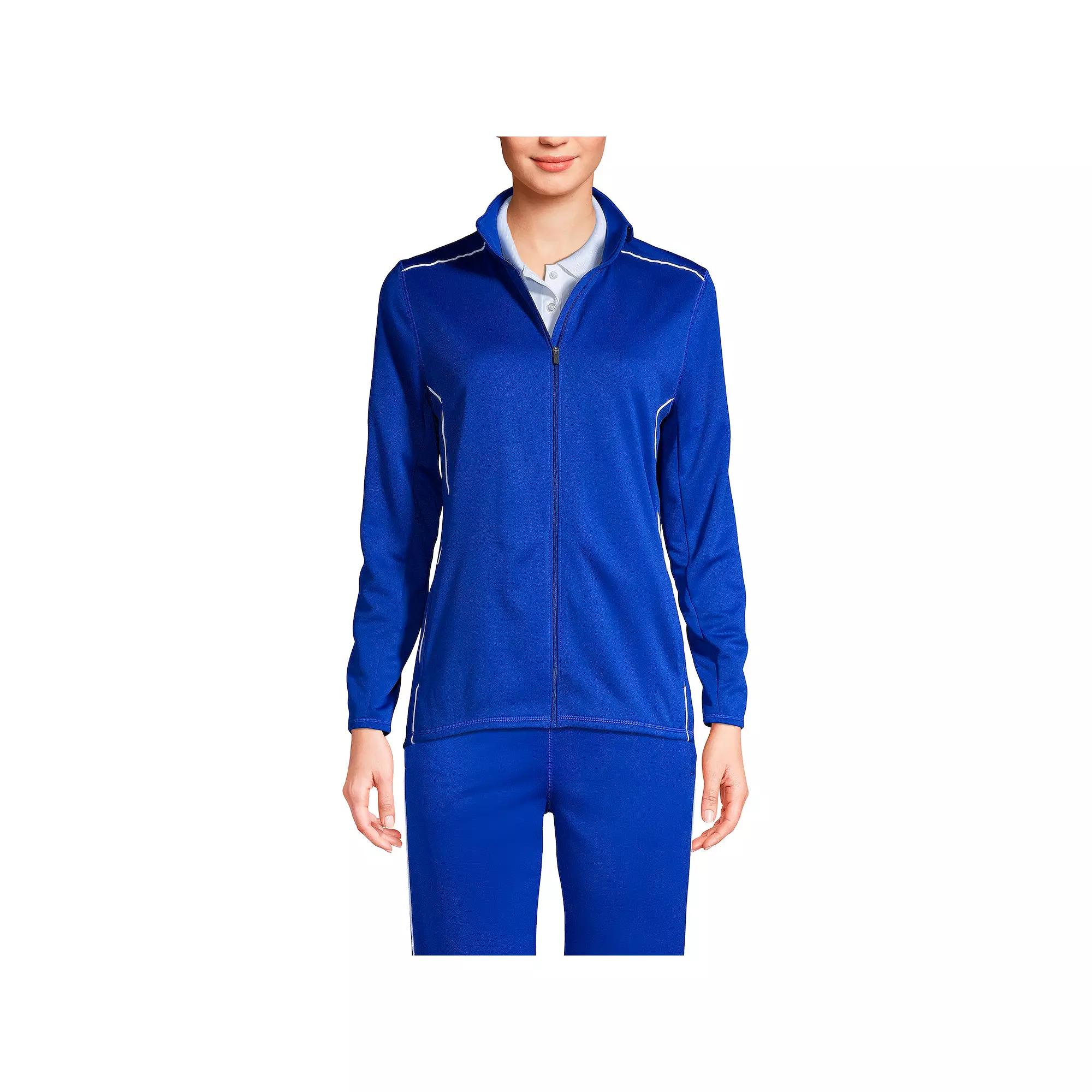 Women's Lands' End School Uniform Active Track Jacket, Size: Large, Blue Product Image