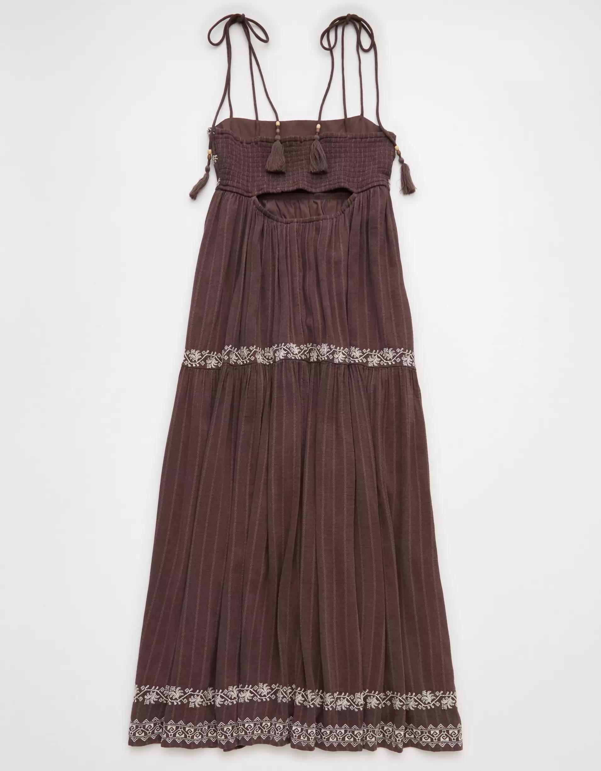 AE Empire Waist Embroidered Midi Dress Product Image