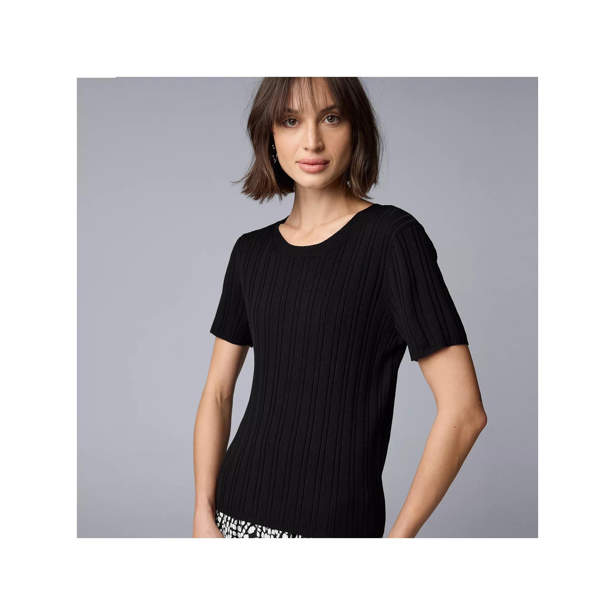 Women's Simply Vera Vera Wang Sweater Tee, Size: Large, Black Product Image