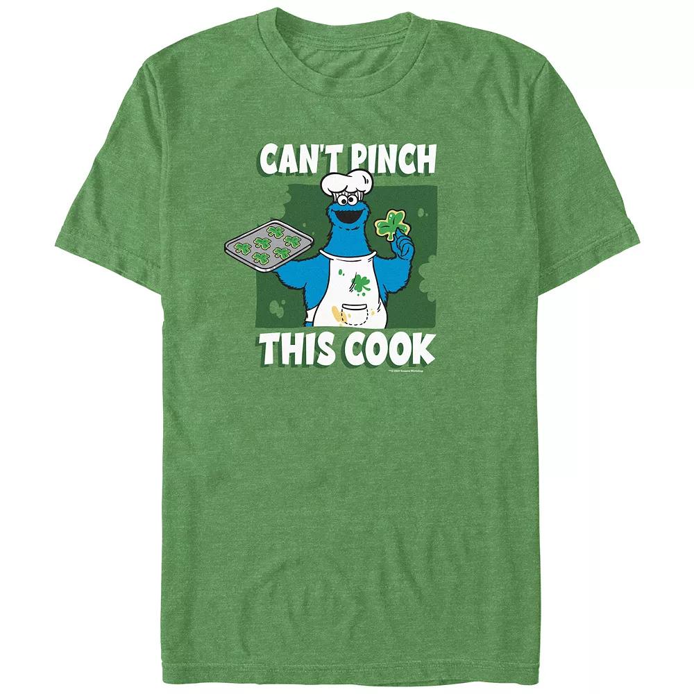 Men's Sesame Street Cookie Monster Can't Pinch This Cook Graphic Tee, Size: Medium, Kelly Grey Product Image