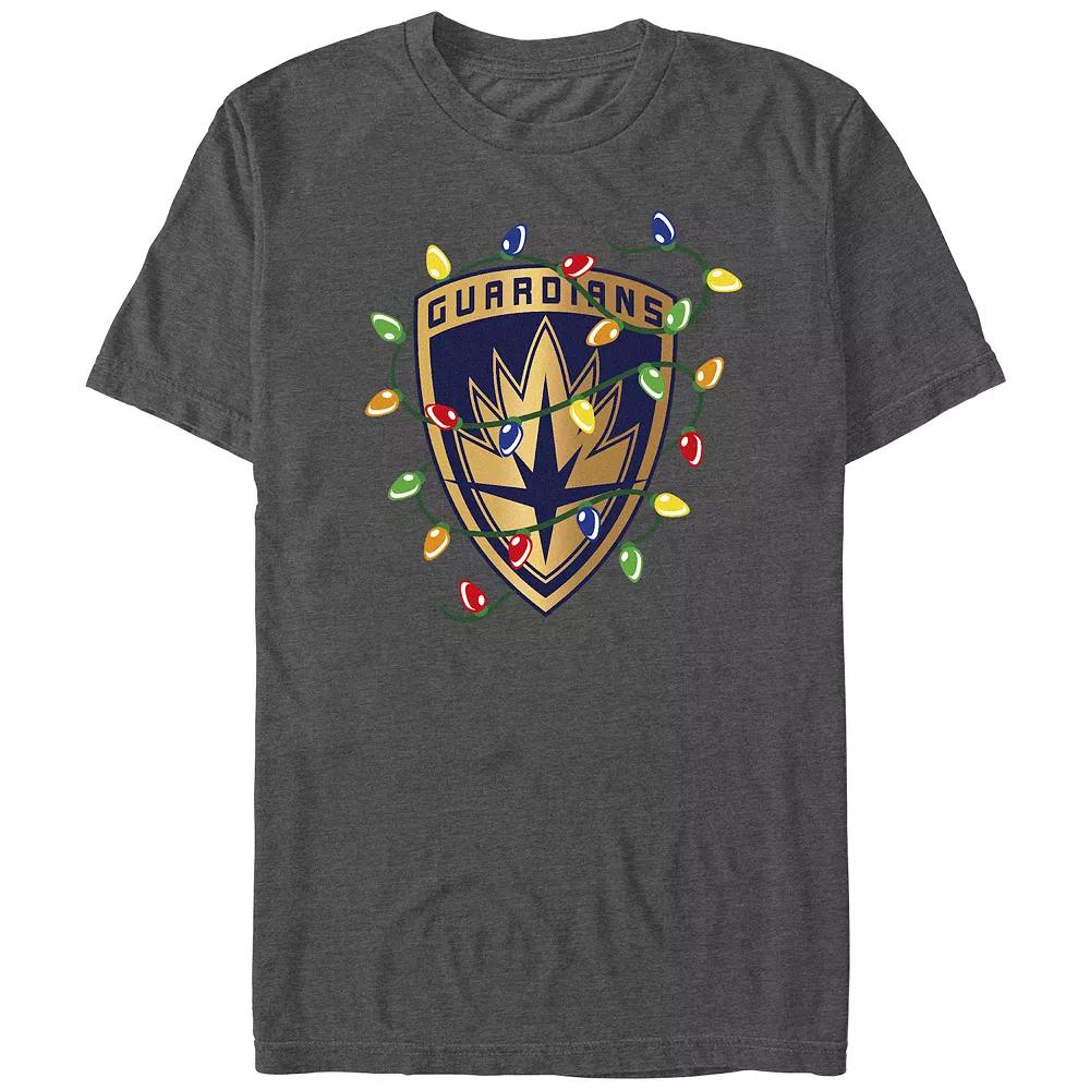Men's Guardians Of The Galaxy Holidays Special Holidays Color Lights Badge Graphic Tee, Size: Large, Grey Heather Product Image
