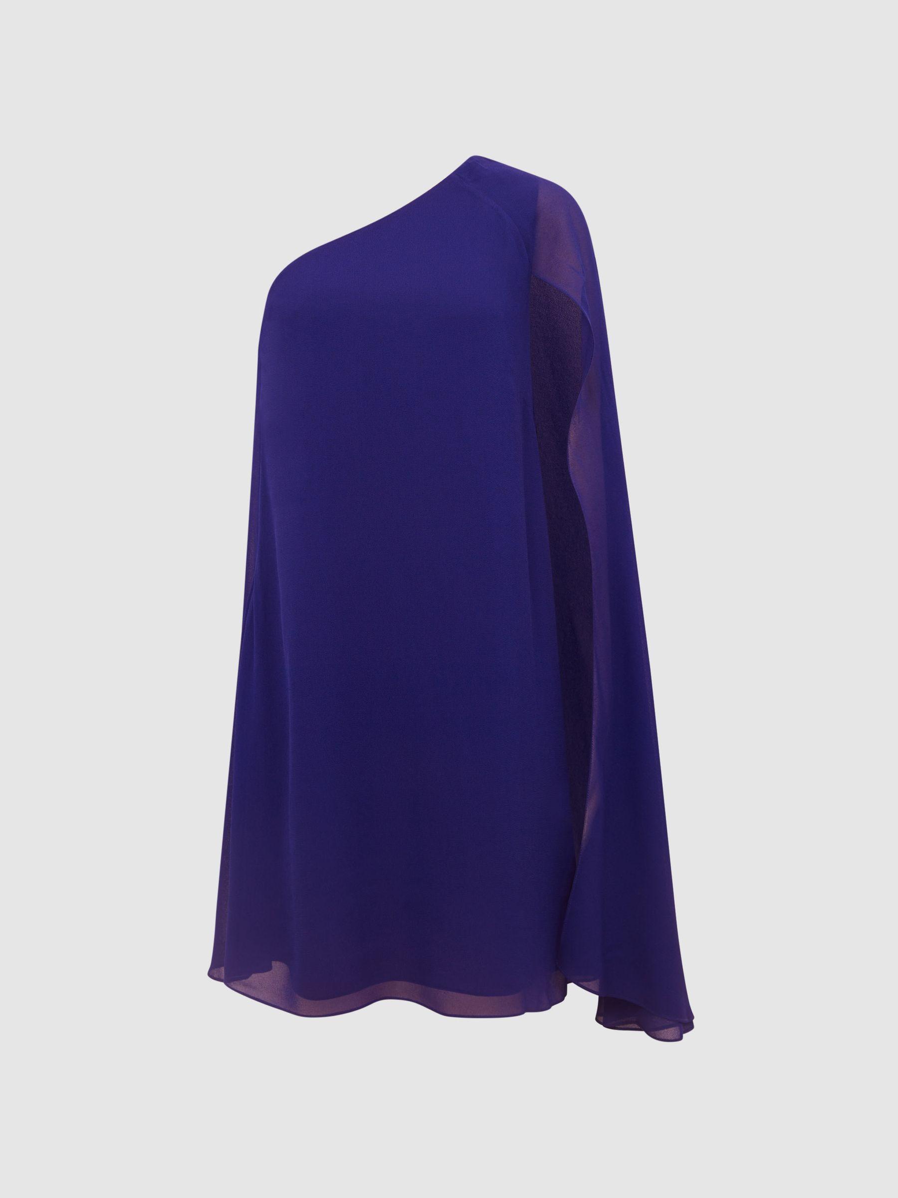 Sheer Cape Sleeve Mini Dress in Purple Product Image