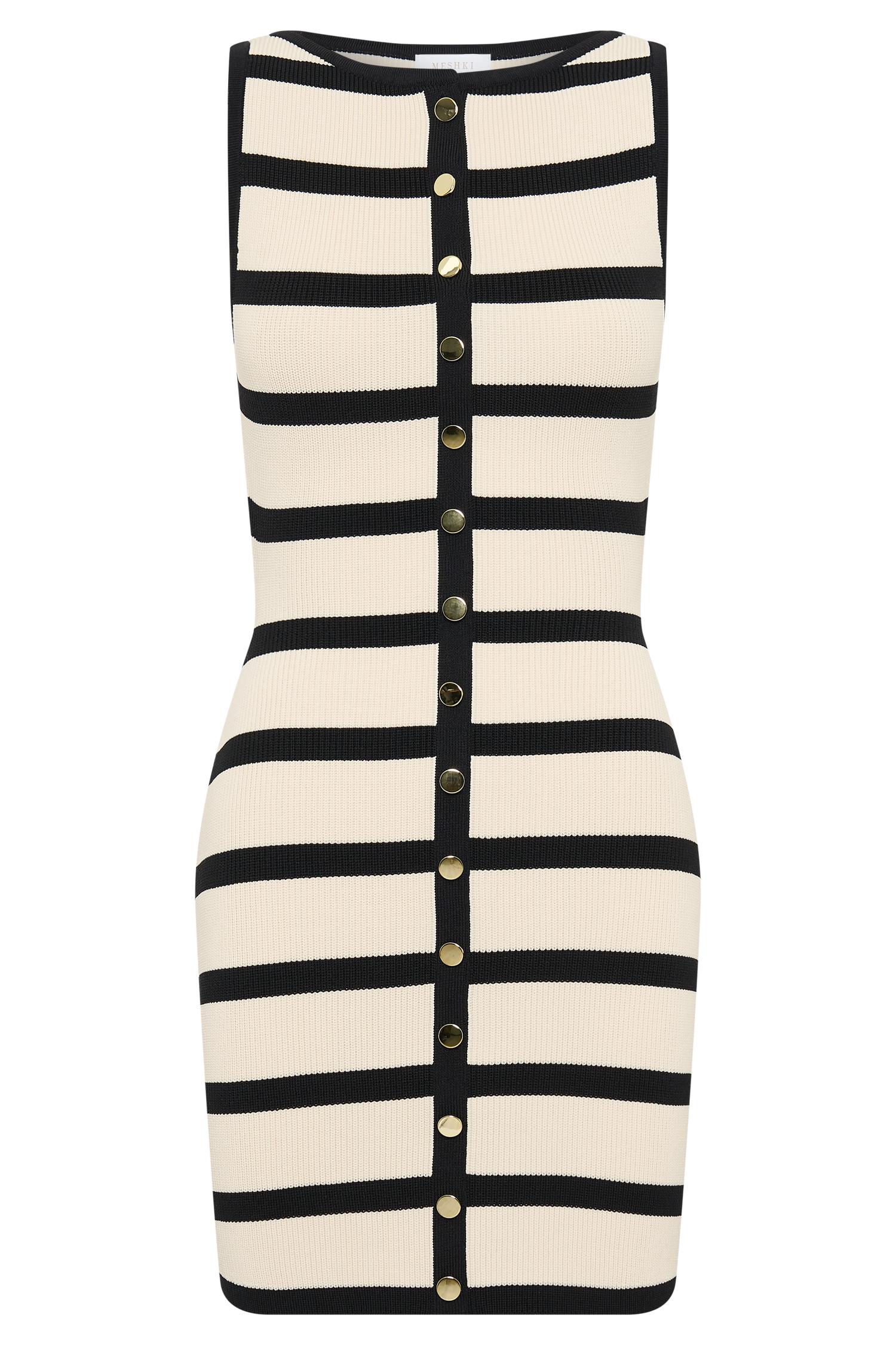 Sawyer Stripe Knit Mini Dress - Black/Cream Product Image