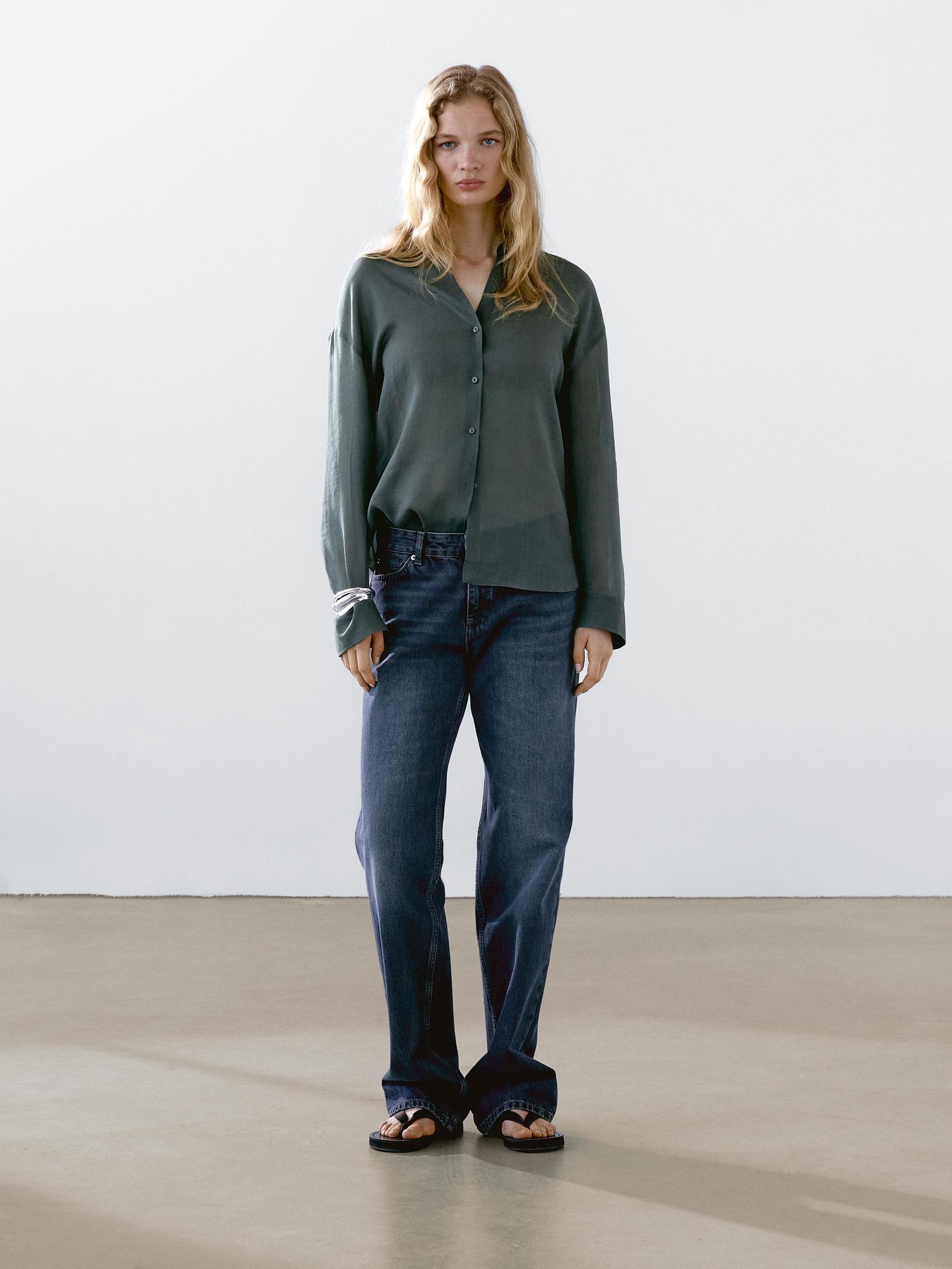 Flowing ramie blend shirt Product Image