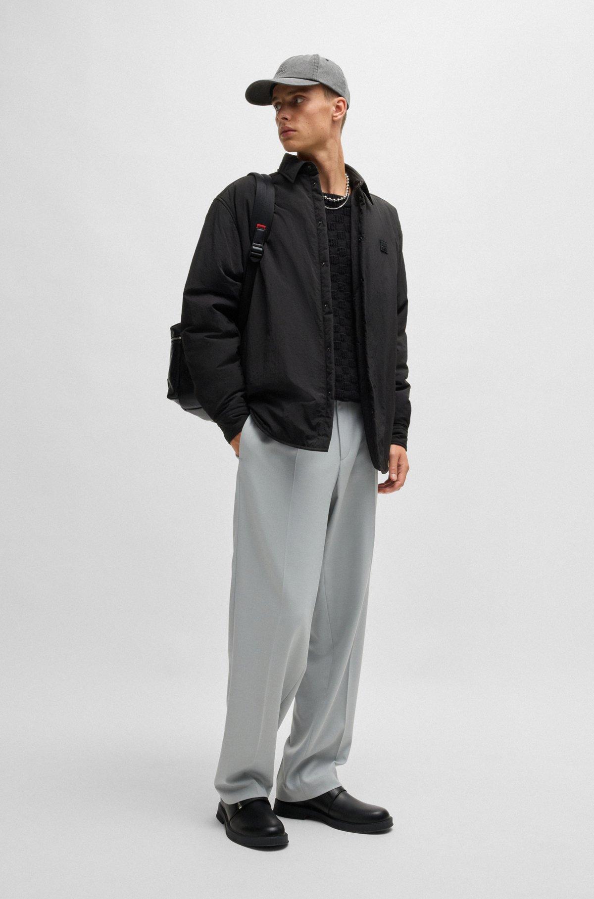 Oversize-fit padded overshirt with stacked-logo badge Product Image