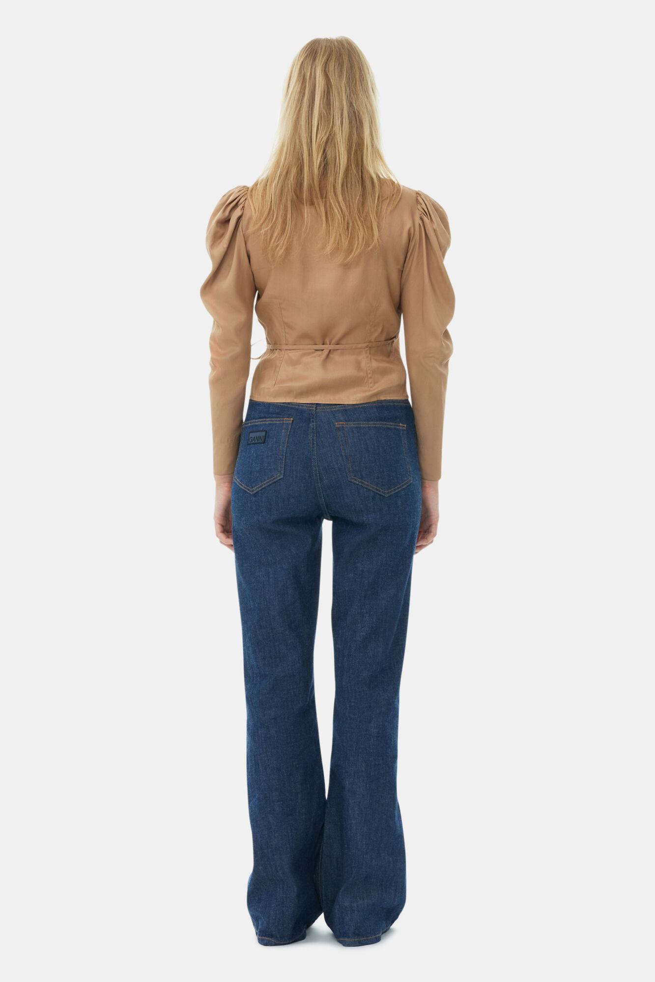 Brown Twill Wrap Blouse Product Image