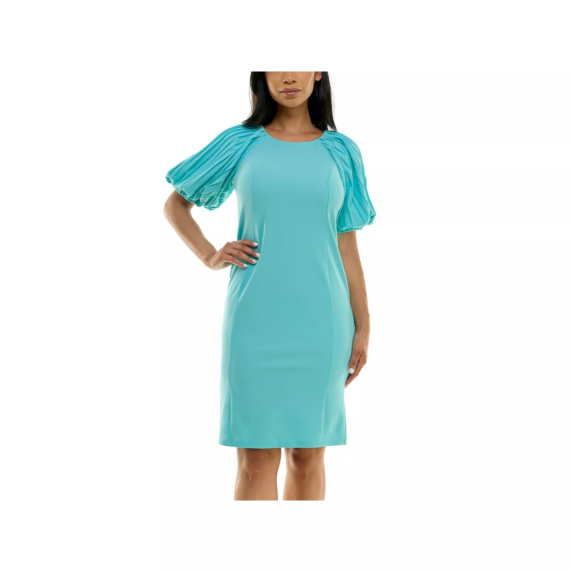 Women's Nina Leonard Pleated Puff Sleeve Dress,  Product Image