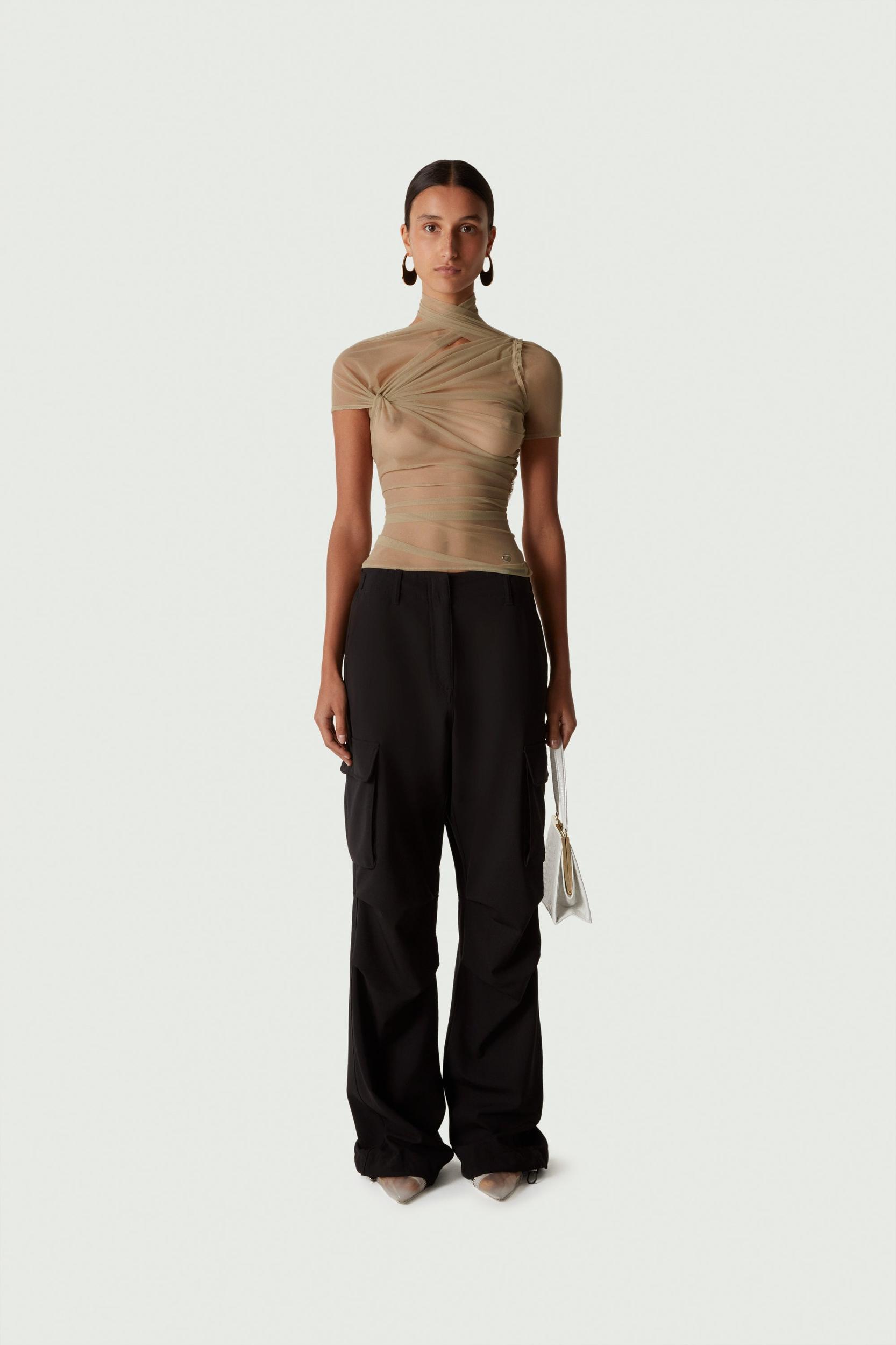 Tailored Wide Leg Cargo Pants Product Image