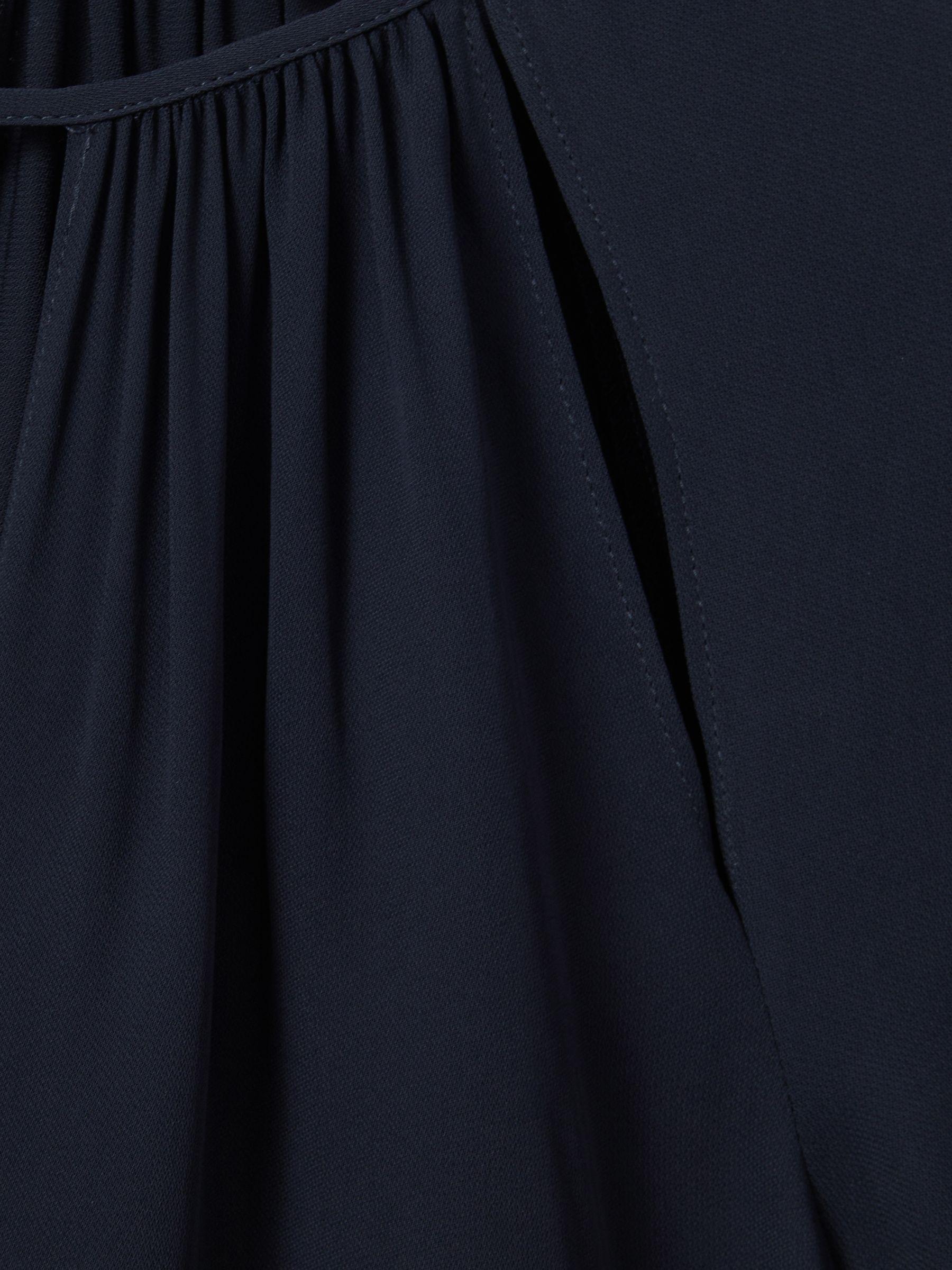 Cut-Out Flute Sleeve Blouse in Navy Product Image