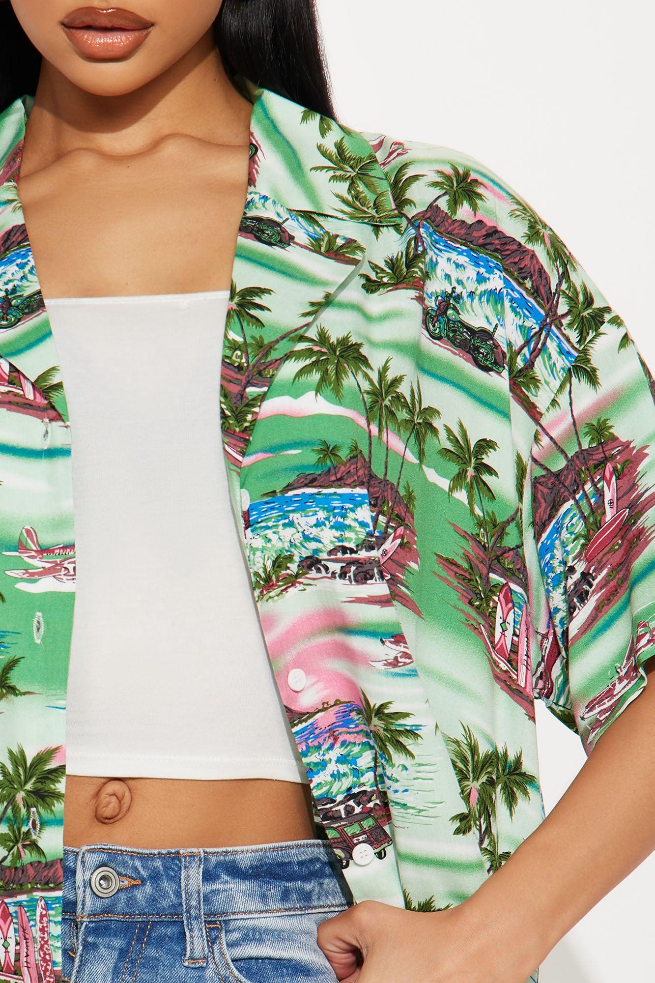 Cruisin' Through Tropics Shirt - Green/combo Product Image