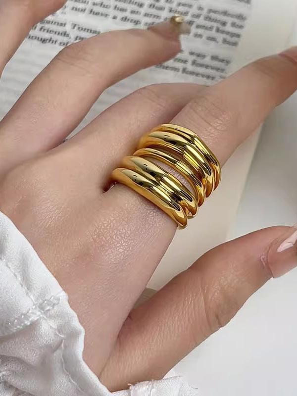 Geometric Shiny Solid Color Rings Accessories Product Image