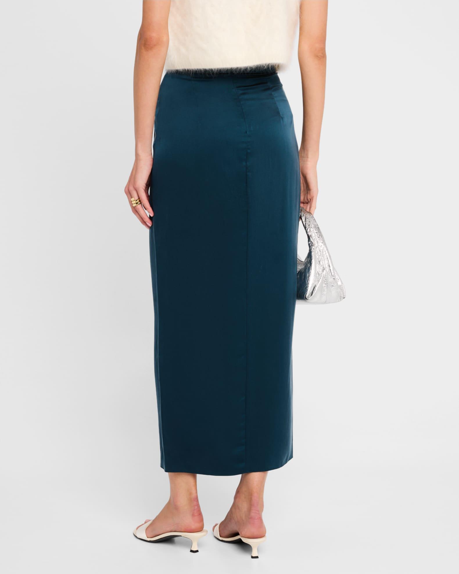 Faux Wrap Silk Skirt  Product Image